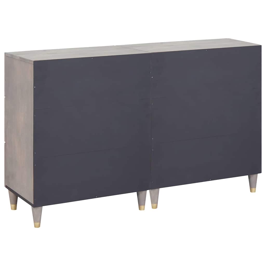 vidaXL Sideboard 2 pcs Grey 60 x 33 x 75 cm Solid Mango Wood