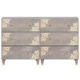 vidaXL Sideboard 2 pcs Grey 60 x 33 x 75 cm Solid Mango Wood