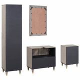 vidaXL Badkamerkast set met lade 4 pcs Grijs Massief Mango Hout
