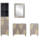 vidaXL Badkamerkast set met lade 4 pcs Grijs Massief Mango Hout