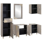 vidaXL Badkamerkast set met lade 5 pcs Grijs Massief Mango Hout