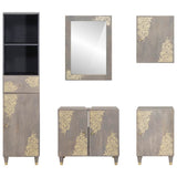 vidaXL Badkamerkast set met lade 5 pcs Grijs Massief Mango Hout