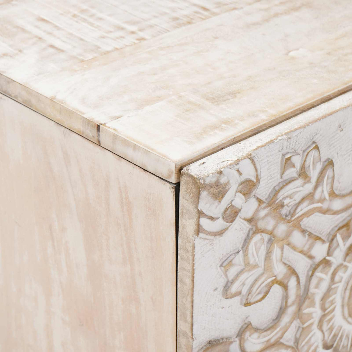 vidaXL Table de chevet blanc 40 x 33,5 x 46 cm Bois de manguier massif