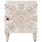 vidaXL Table de chevet blanc 40 x 33,5 x 46 cm Bois de manguier massif
