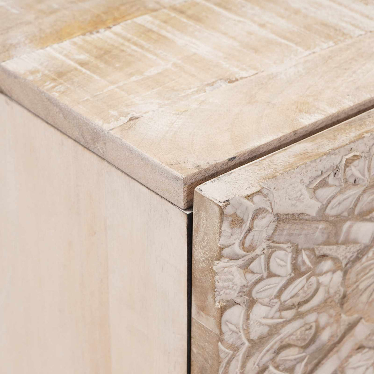 vidaXL Nachtkastje met lade Wit 40 x 33,5 x 46 cm Massief Mango Hout