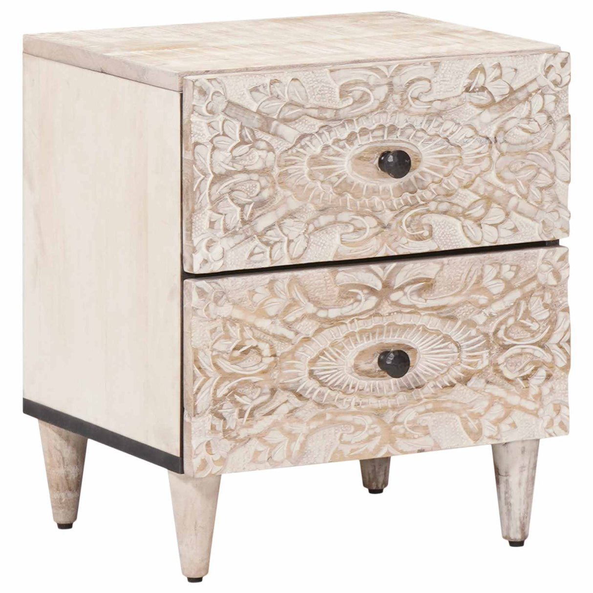 vidaXL Nachtkastje met lade Wit 40 x 33,5 x 46 cm Massief Mango Hout