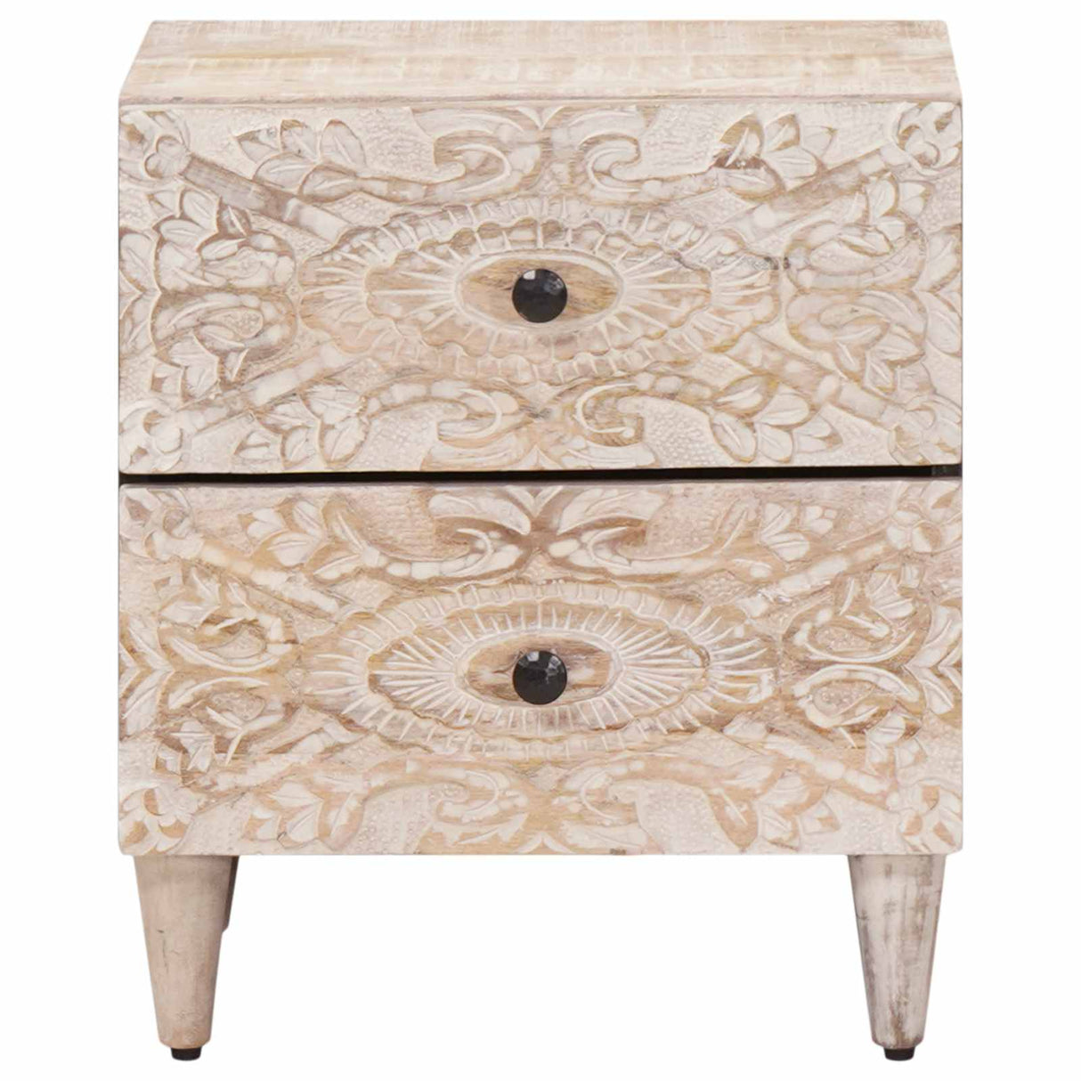 vidaXL Nachtkastje met lade Wit 40 x 33,5 x 46 cm Massief Mango Hout