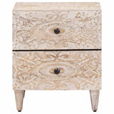 vidaXL Nachtkastje met lade Wit 40 x 33,5 x 46 cm Massief Mango Hout