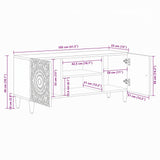 vidaXL TV Kast met opslag Wit 105 x 33,5 x 46 cm Massief Mango Hout