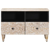 vidaXL TV Kast met opslag Wit 70 x 33,5 x 46 cm Massief Mango Hout