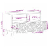 vidaXL TV Kast met opslag Wit 70 x 33,5 x 46 cm Massief Mango Hout