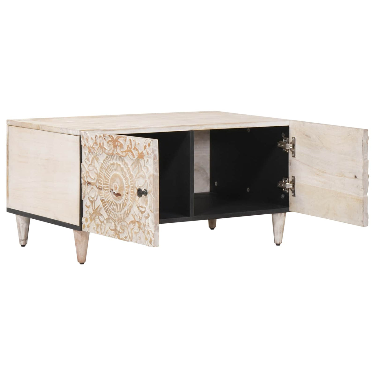vidaXL Salontafel Wit 80 x 50 x 40 cm Massief Mango Hout