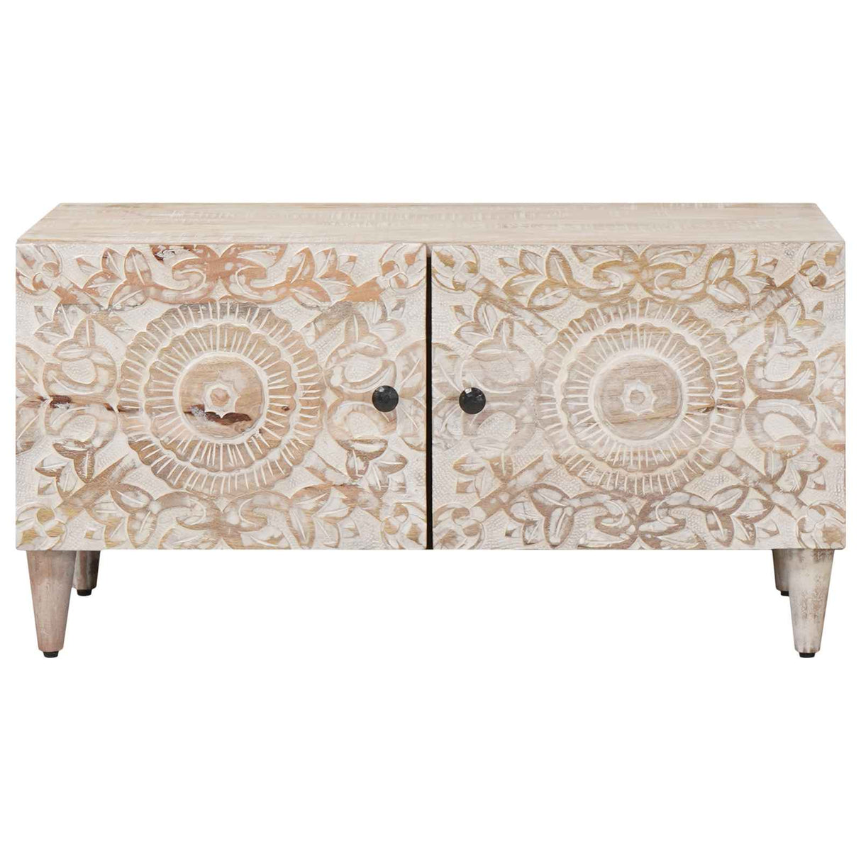 vidaXL Salontafel Wit 80 x 50 x 40 cm Massief Mango Hout