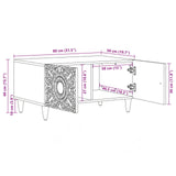 vidaXL Salontafel Wit 80 x 50 x 40 cm Massief Mango Hout