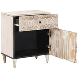 vidaXL Bedside Cabinet with Drawer White 50x33x60 cm Solid Mango Wood