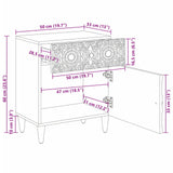 vidaXL Bedside Cabinet with Drawer White 50x33x60 cm Solid Mango Wood