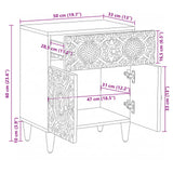 vidaXL Table de chevet avec tiroir Blanc 50 x 33 x 60 cm Bois de manguier massif