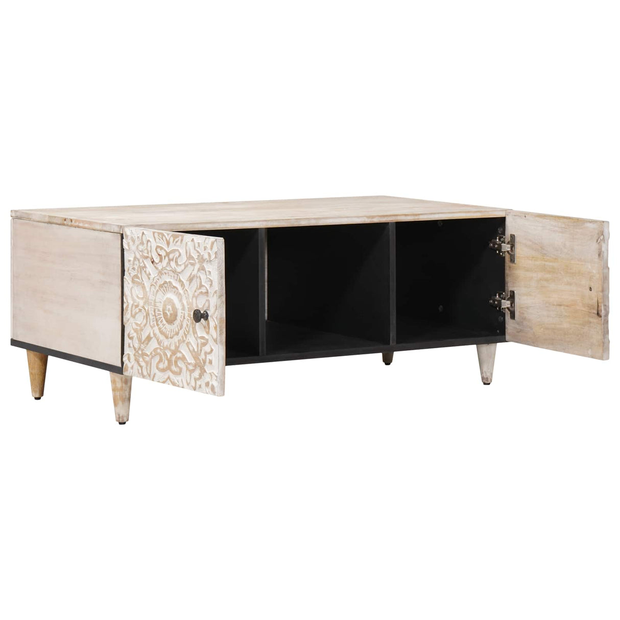 vidaXL Salontafel Wit 100 x 54 x 40 cm Massief Mango Hout
