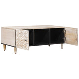 vidaXL Salontafel Wit 100 x 54 x 40 cm Massief Mango Hout