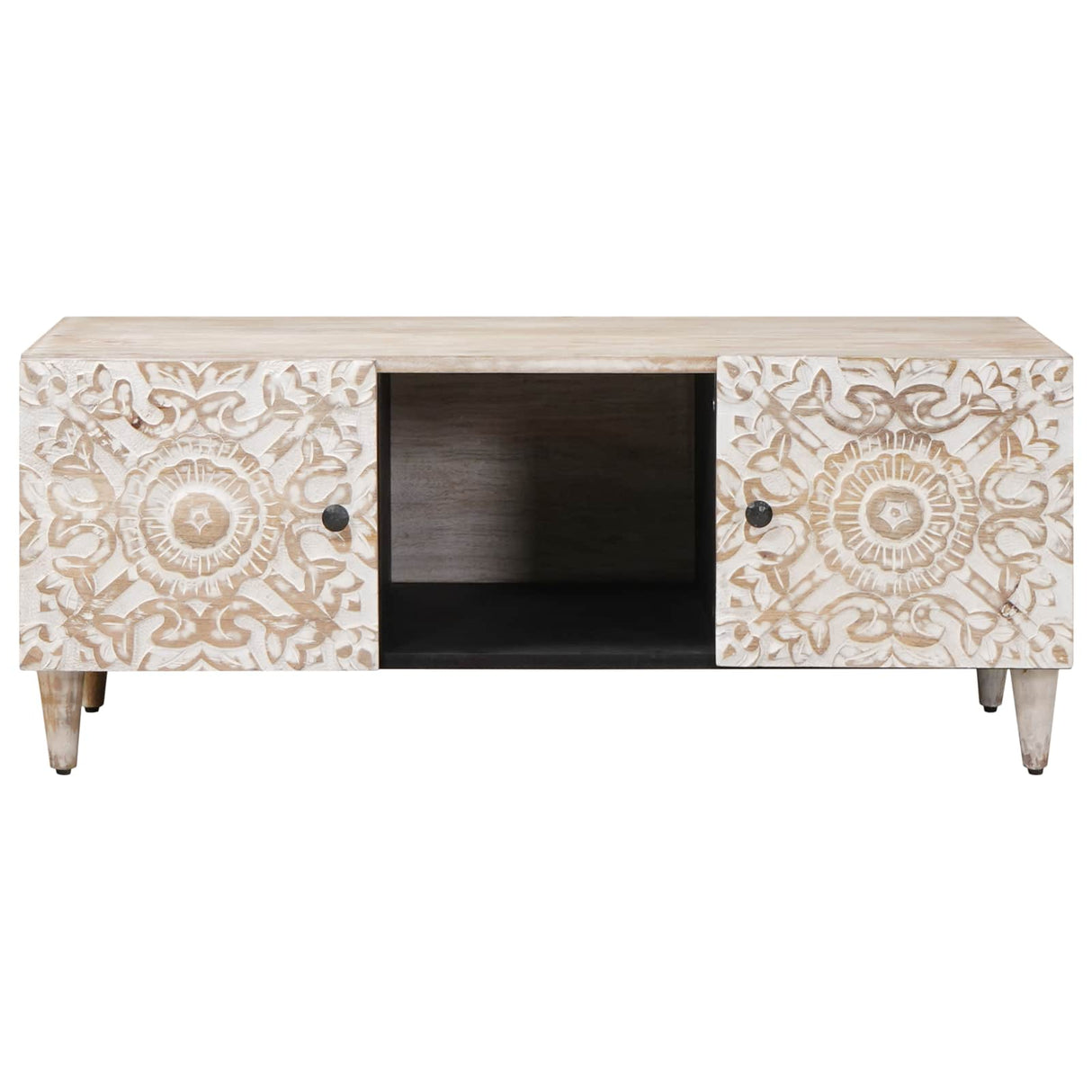 vidaXL Salontafel Wit 100 x 54 x 40 cm Massief Mango Hout