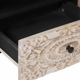 vidaXL TV Cabinet with Drawer White 105 x 33.5 x 46 cm Solid Mango Wood