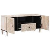 vidaXL TV Cabinet with Drawer White 105 x 33.5 x 46 cm Solid Mango Wood