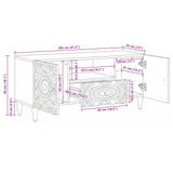 vidaXL TV Cabinet with Drawer White 105 x 33.5 x 46 cm Solid Mango Wood