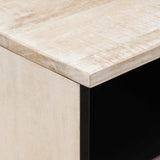 vidaXL Meuble TV avec tiroir Blanc 100 x 33,5 x 46 cm Bois de manguier massif