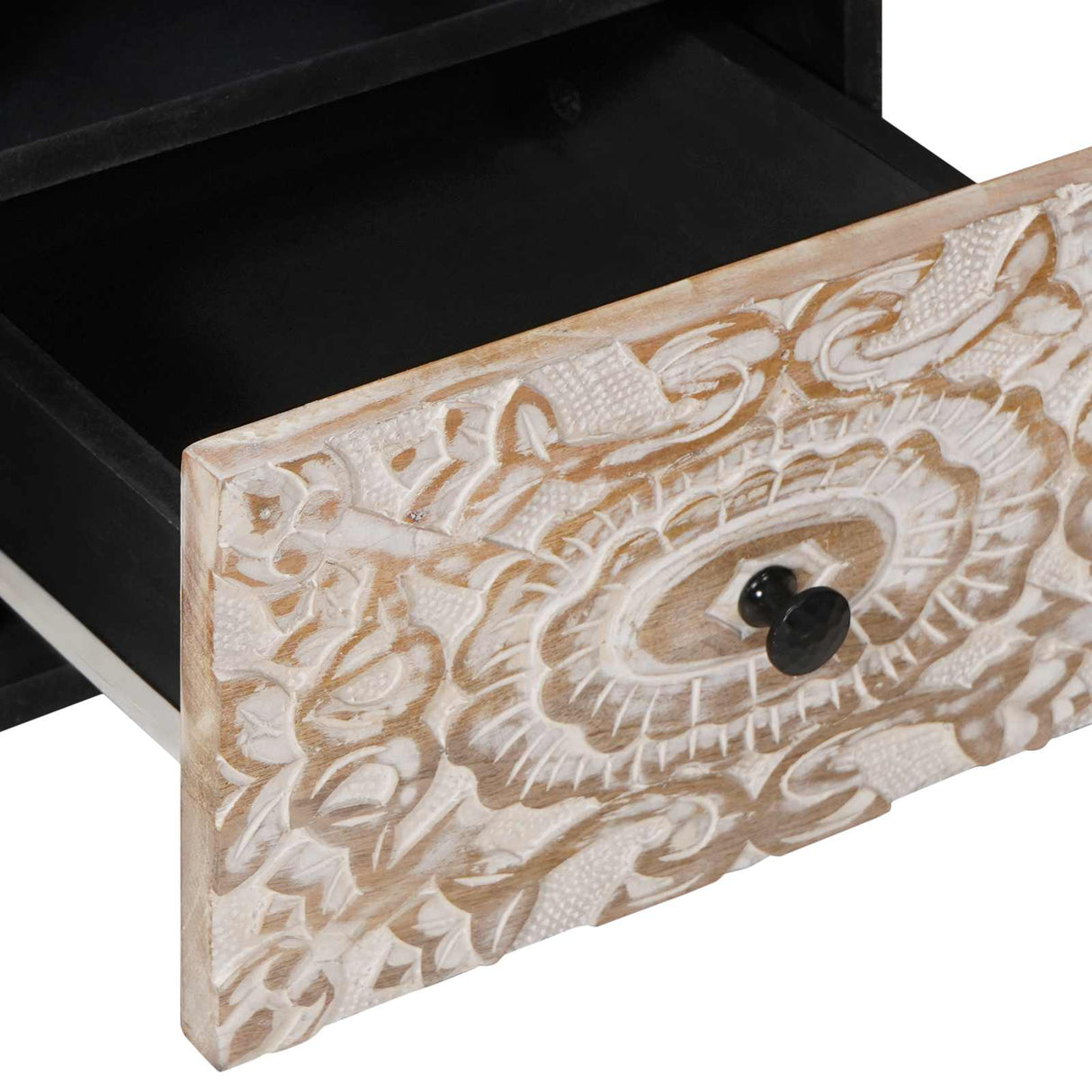 vidaXL Meuble TV avec tiroir Blanc 100 x 33,5 x 46 cm Bois de manguier massif