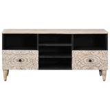 vidaXL Meuble TV avec tiroir Blanc 100 x 33,5 x 46 cm Bois de manguier massif