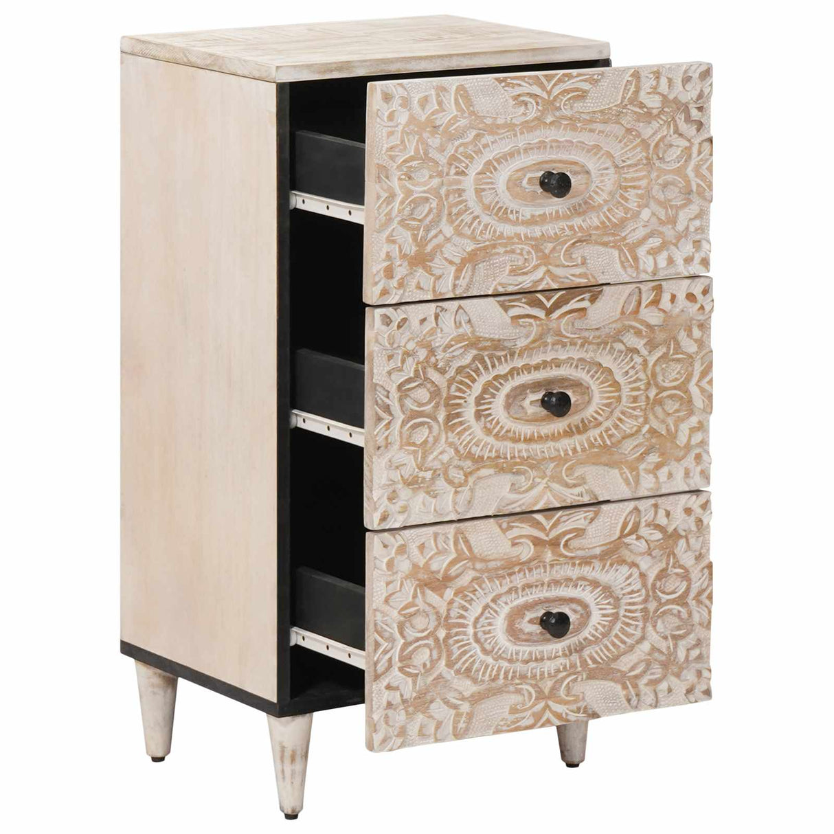 vidaXL Dressoir met lade Wit 40 x 33,5 x 75 cm Massief Mango Hout