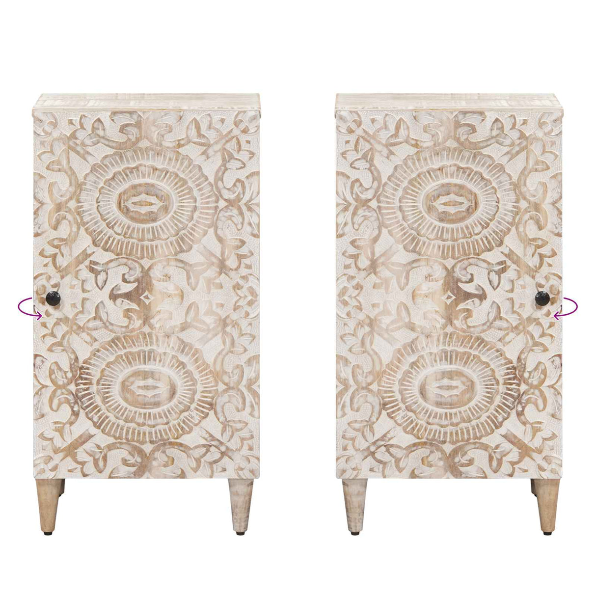 vidaXL Sideboard with Storage White 40 x 33.5 x 75 cm Solid Mango Wood