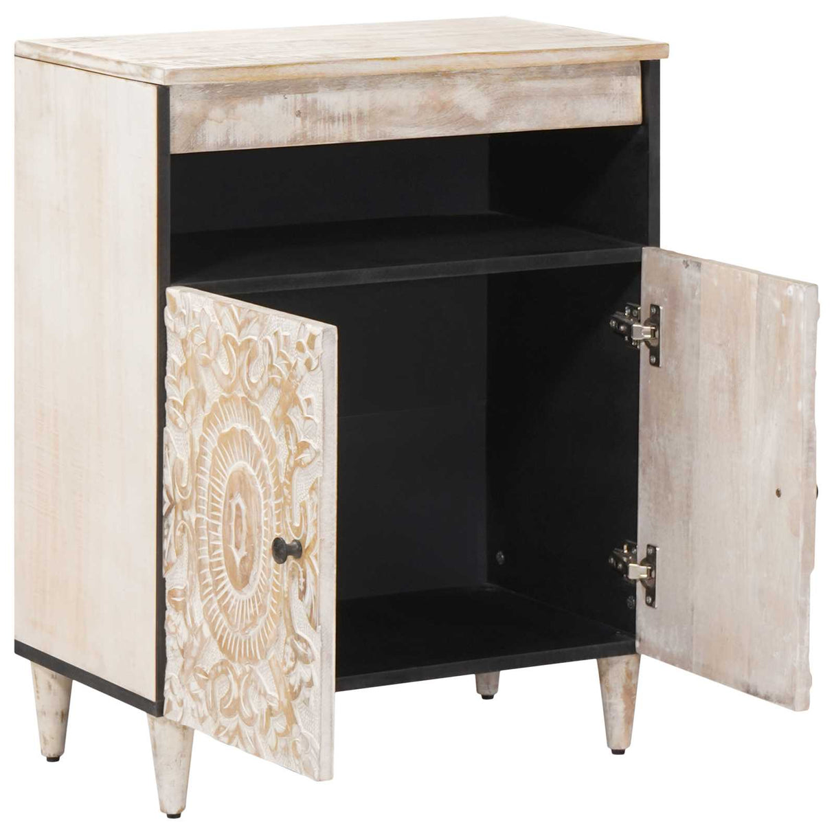 vidaXL Dressoir met opslag Wit 60 x 33,5 x 75 cm Massief Mango Hout