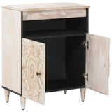 vidaXL Dressoir met opslag Wit 60 x 33,5 x 75 cm Massief Mango Hout
