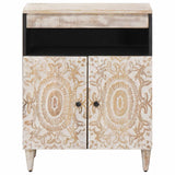 vidaXL Dressoir met opslag Wit 60 x 33,5 x 75 cm Massief Mango Hout
