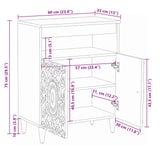vidaXL Dressoir met opslag Wit 60 x 33,5 x 75 cm Massief Mango Hout