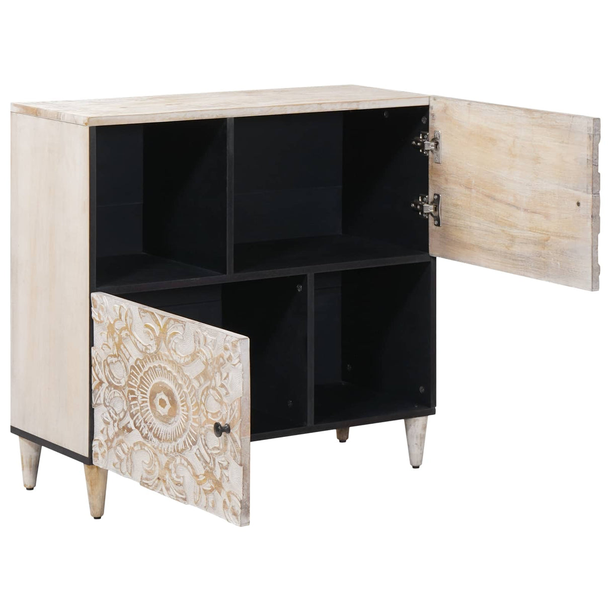vidaXL Dressoir met opslag Wit 80 x 33,5 x 75 cm Massief Mango Hout