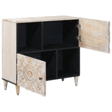 vidaXL Dressoir met opslag Wit 80 x 33,5 x 75 cm Massief Mango Hout