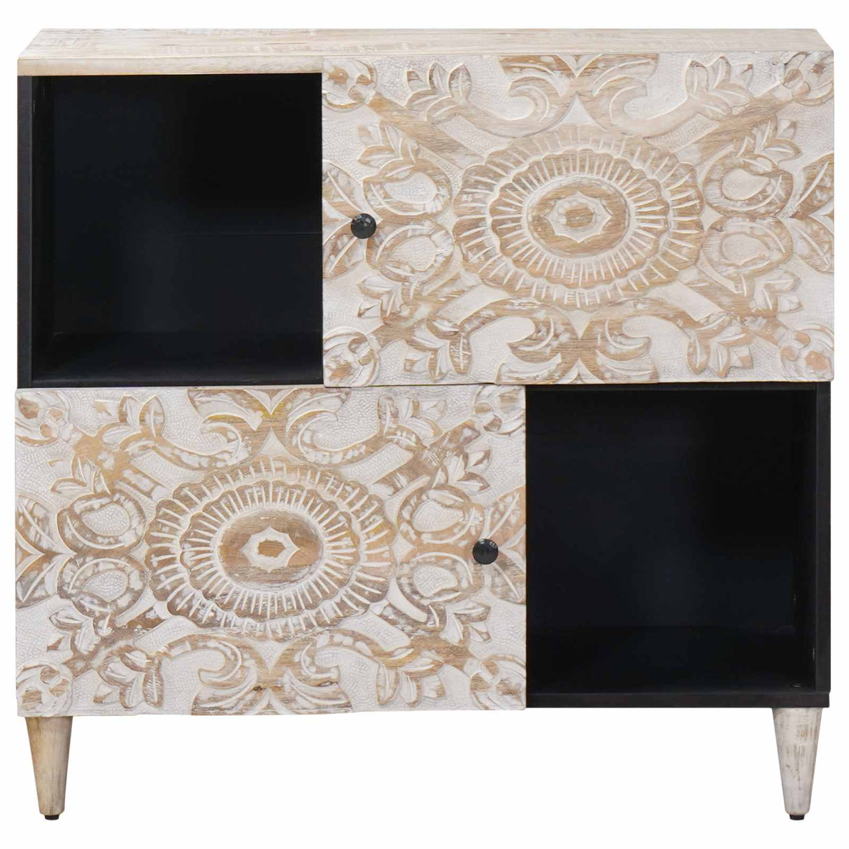 vidaXL Dressoir met opslag Wit 80 x 33,5 x 75 cm Massief Mango Hout