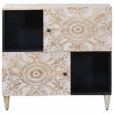 vidaXL Dressoir met opslag Wit 80 x 33,5 x 75 cm Massief Mango Hout