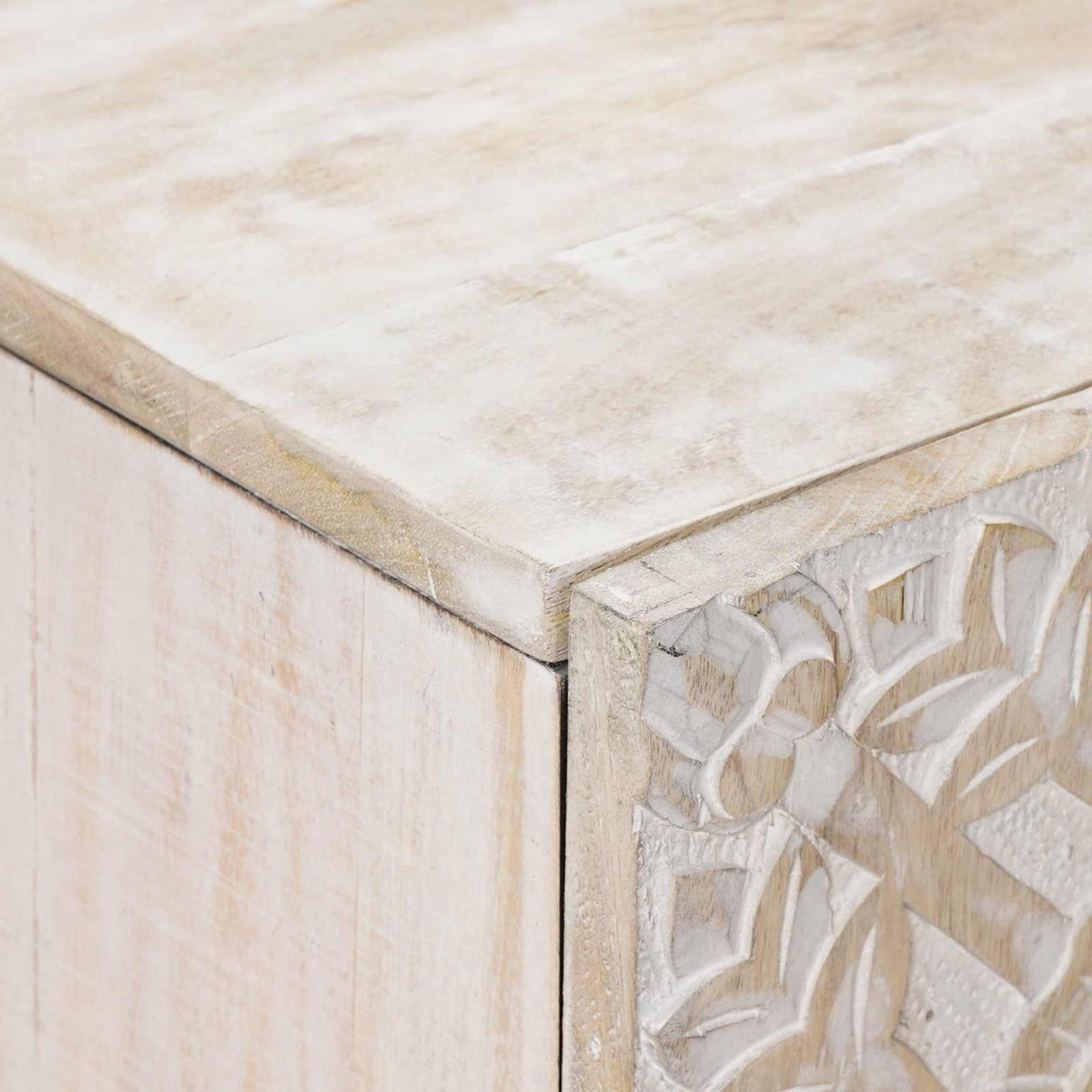 vidaXL Sideboard with Shelf White 90 x 33.5 x 75 cm Solid Mango Wood