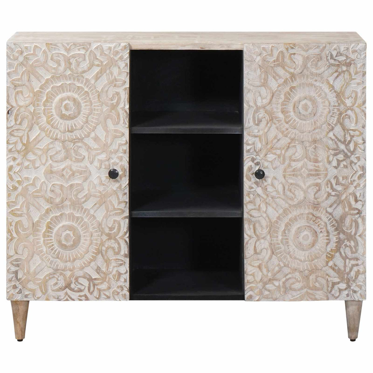 vidaXL Sideboard with Shelf White 90 x 33.5 x 75 cm Solid Mango Wood