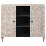 vidaXL Sideboard with Shelf White 90 x 33.5 x 75 cm Solid Mango Wood