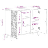 vidaXL Sideboard with Shelf White 90 x 33.5 x 75 cm Solid Mango Wood