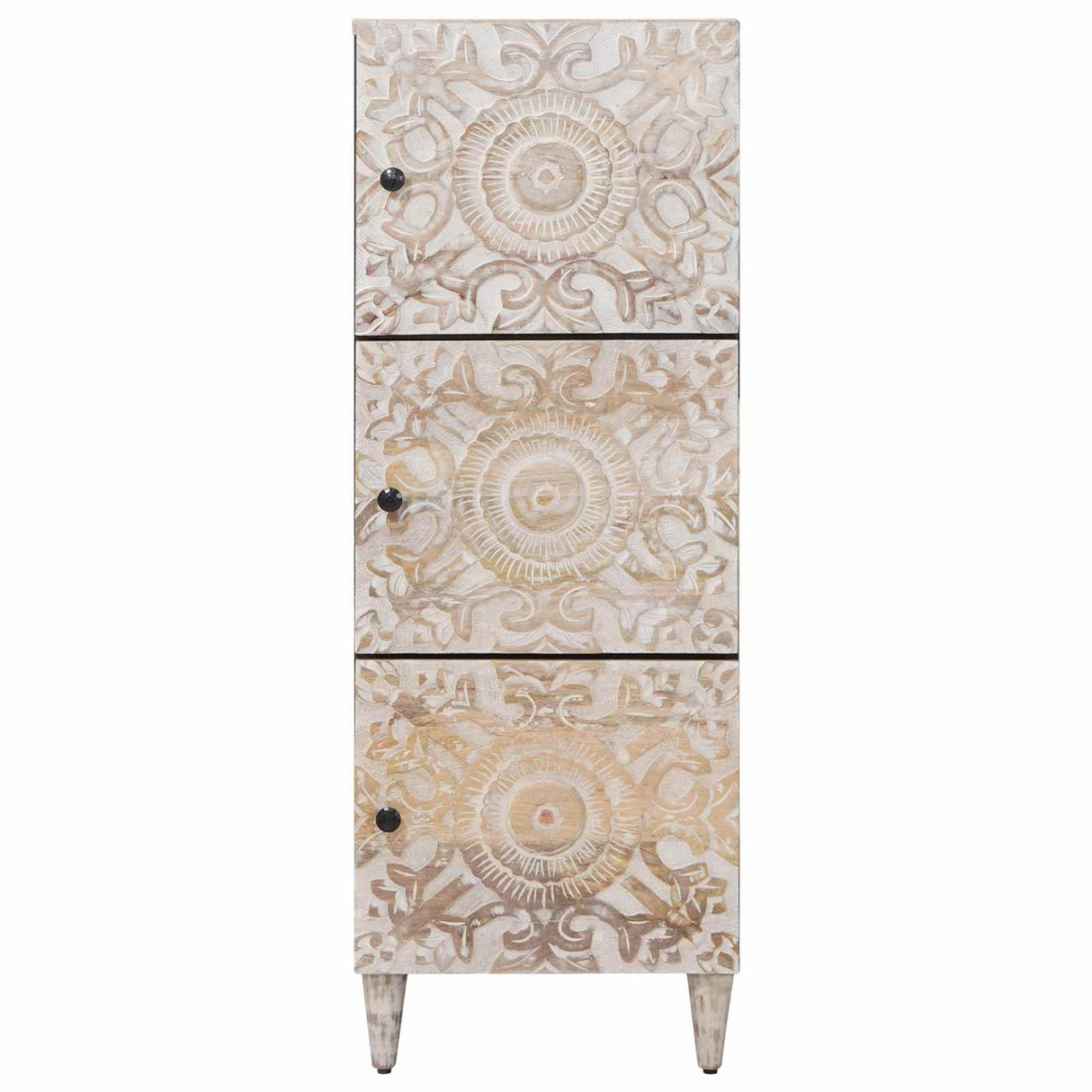 vidaXL Hoge Kast met opslag Wit 40 x 33,5 x 110 cm Massief Mango Hout