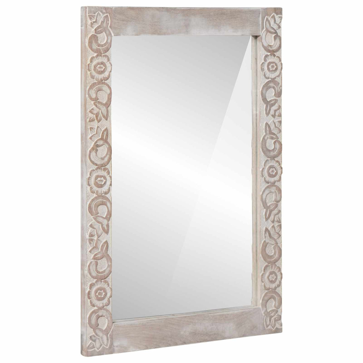 vidaXL Miroir de salle de bain blanc 70 x 50 x 2,5 cm Bois de manguier massif