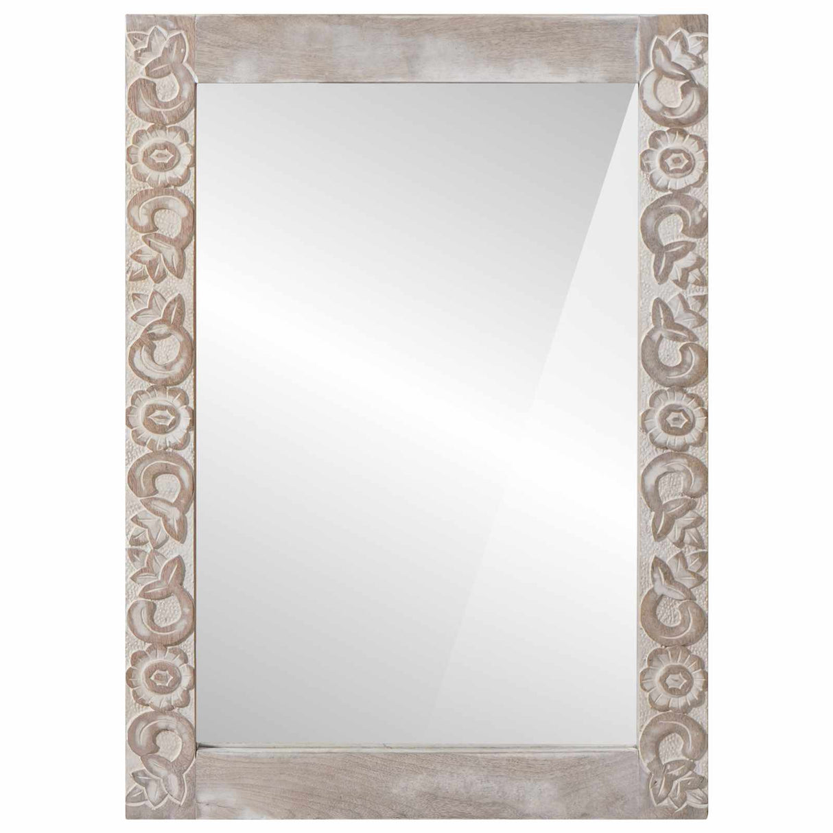 vidaXL Miroir de salle de bain blanc 70 x 50 x 2,5 cm Bois de manguier massif