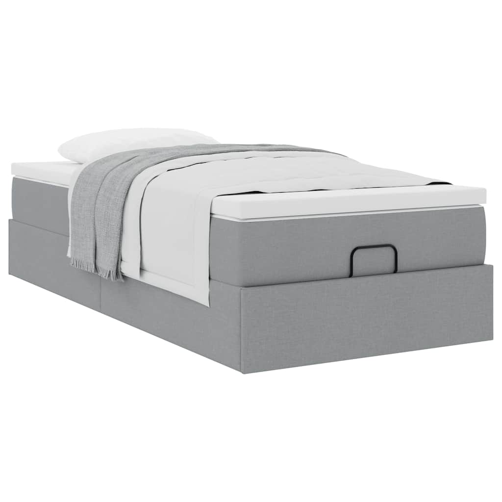 vidaXL Ottoman bed with mattress 80x200 cm fabric light grey