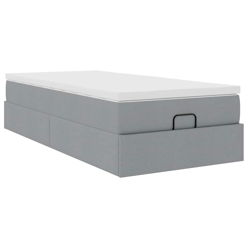 vidaXL Ottoman bed with mattress 80x200 cm fabric light grey