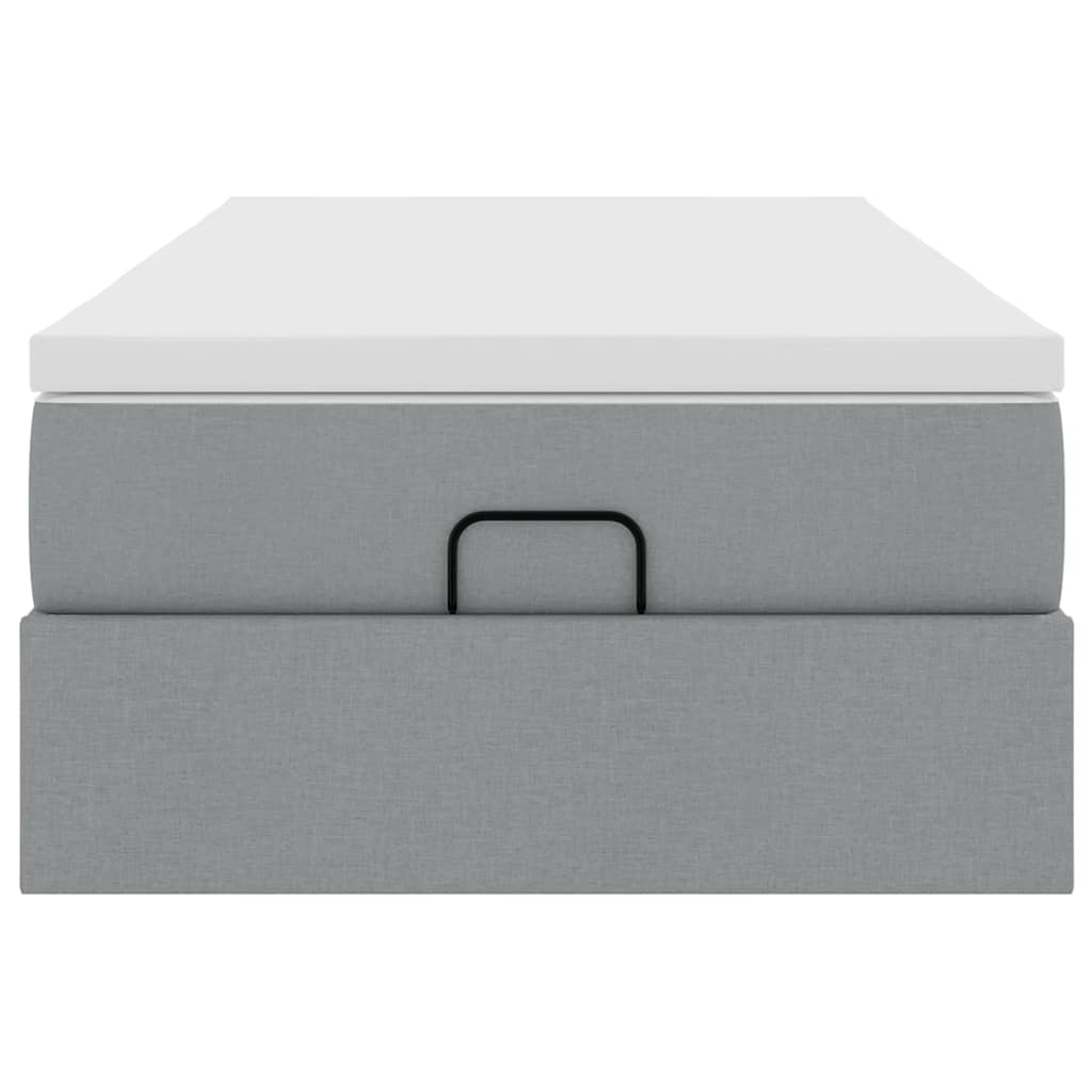 vidaXL Ottoman bed with mattress 80x200 cm fabric light grey